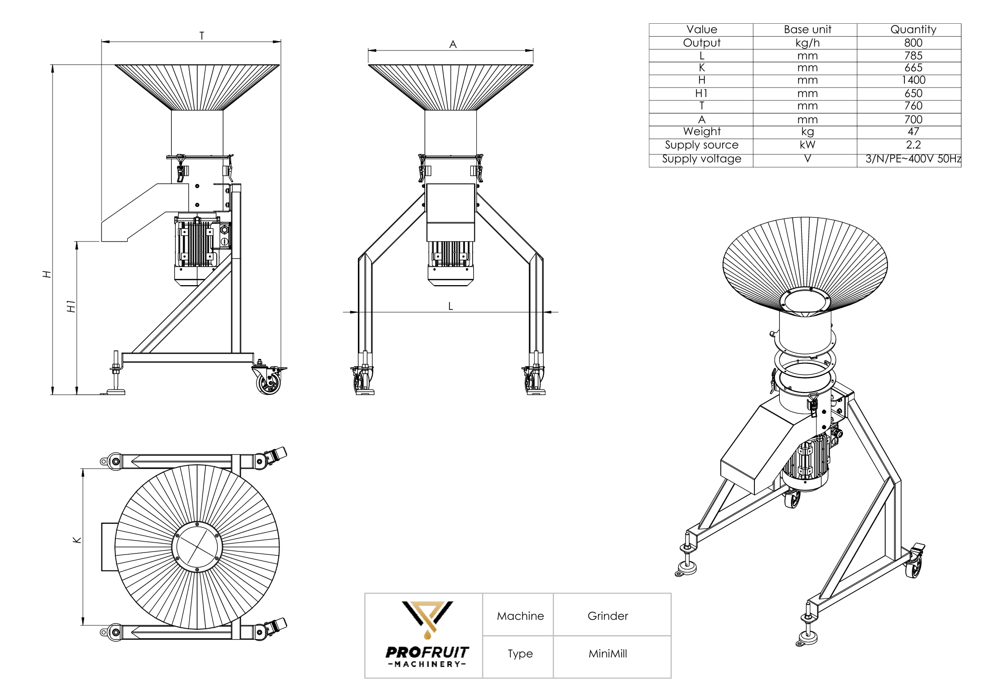 Fruit and vegetable crusher MINIMILL | ProFruit Machinery
