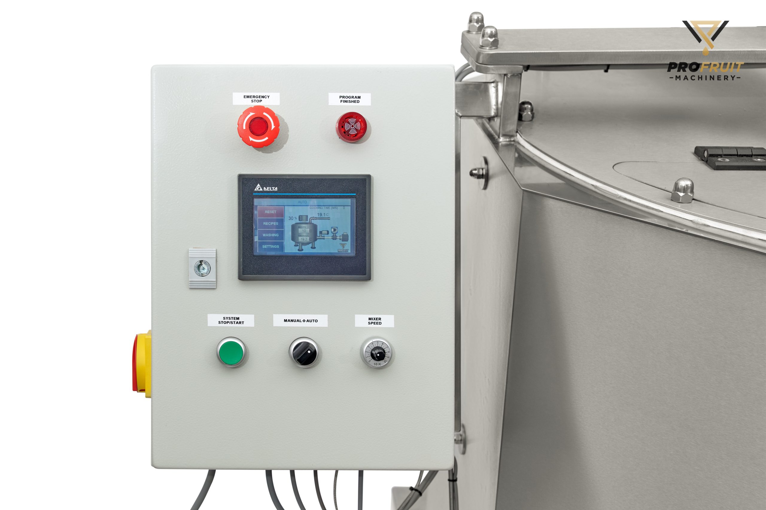 The touchs creen panel of the jam cooker | ProFruit Machinery