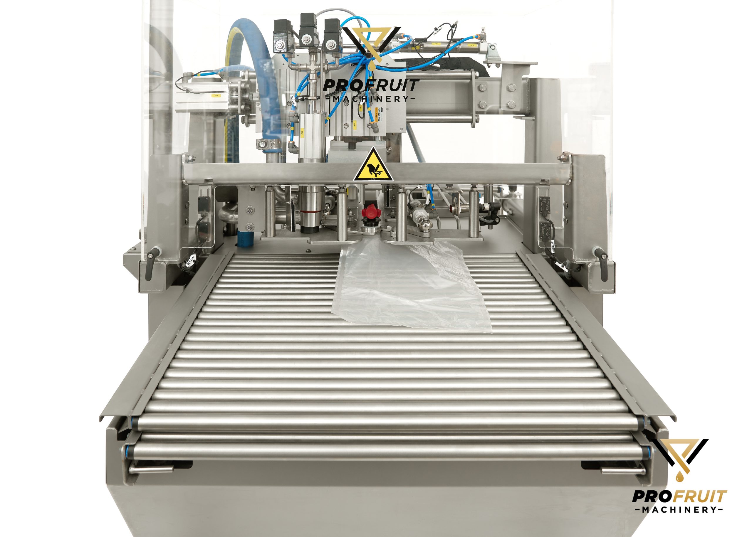Fully automatic bag in box filler for filling liquids into bag in box and stand up pouch packages | ProFruit Machinery