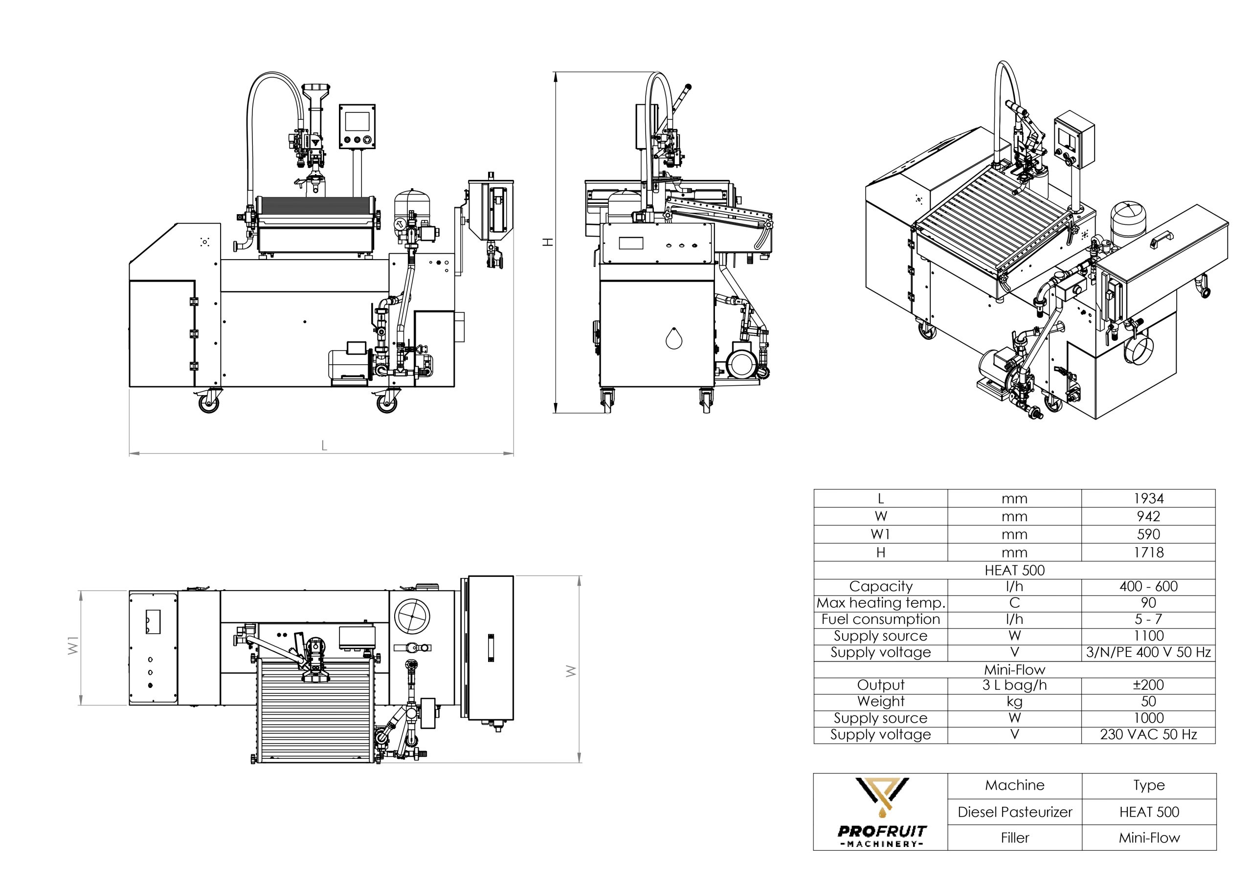 Heat 1000 + miniflow drawing 2 | ProFruit Machinery