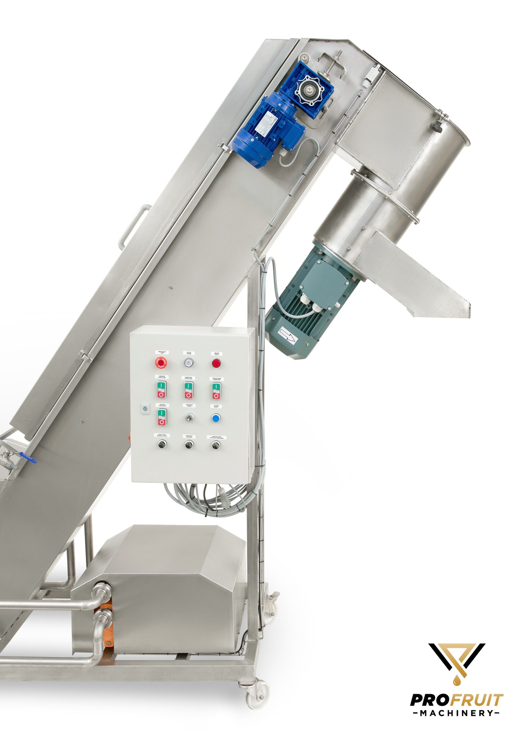 Fruit bubble washer elevator mill from up close | ProFruit Machinery