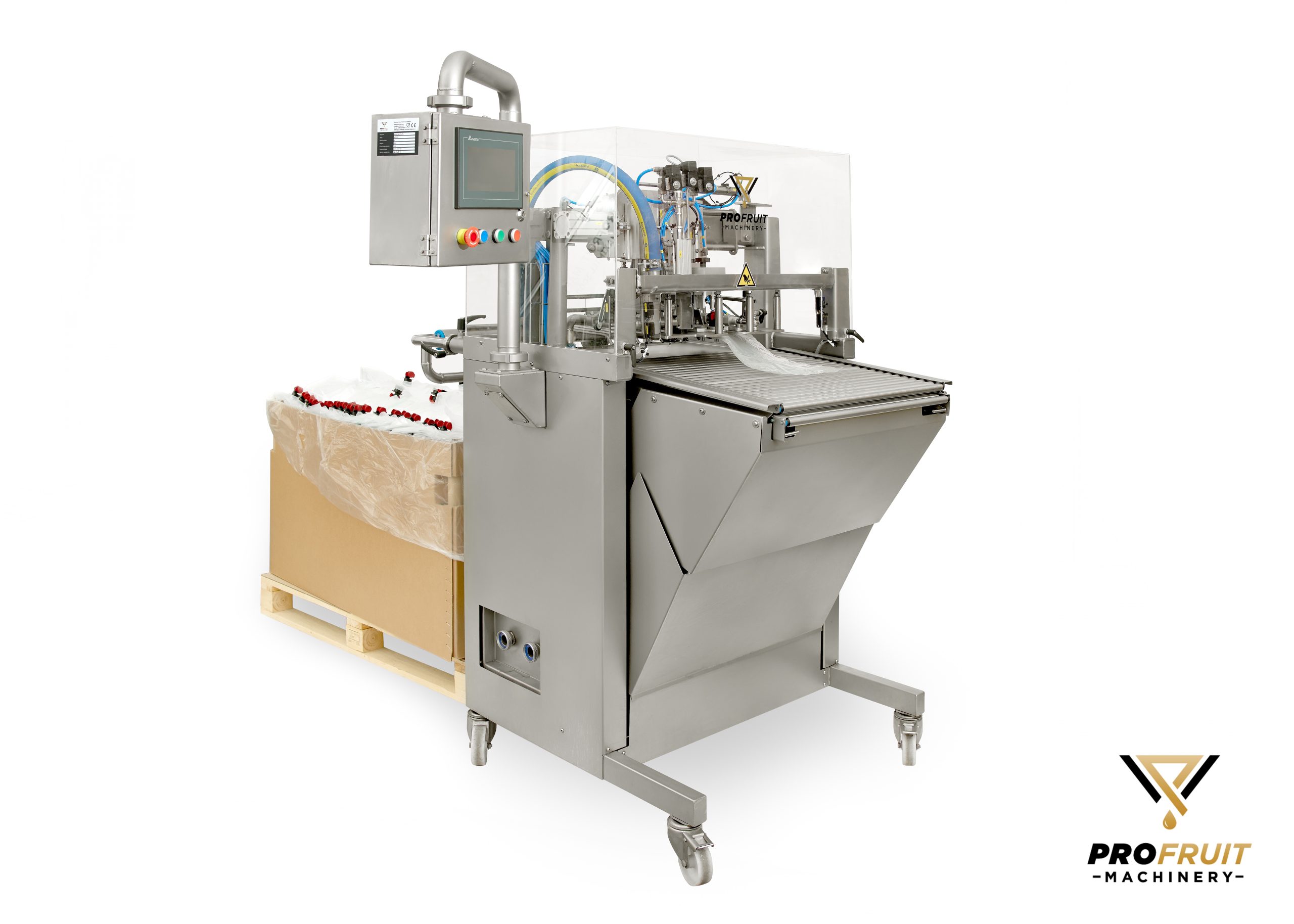 Fully automatic Bag in Box filler for bags in web | ProFruit Machinery