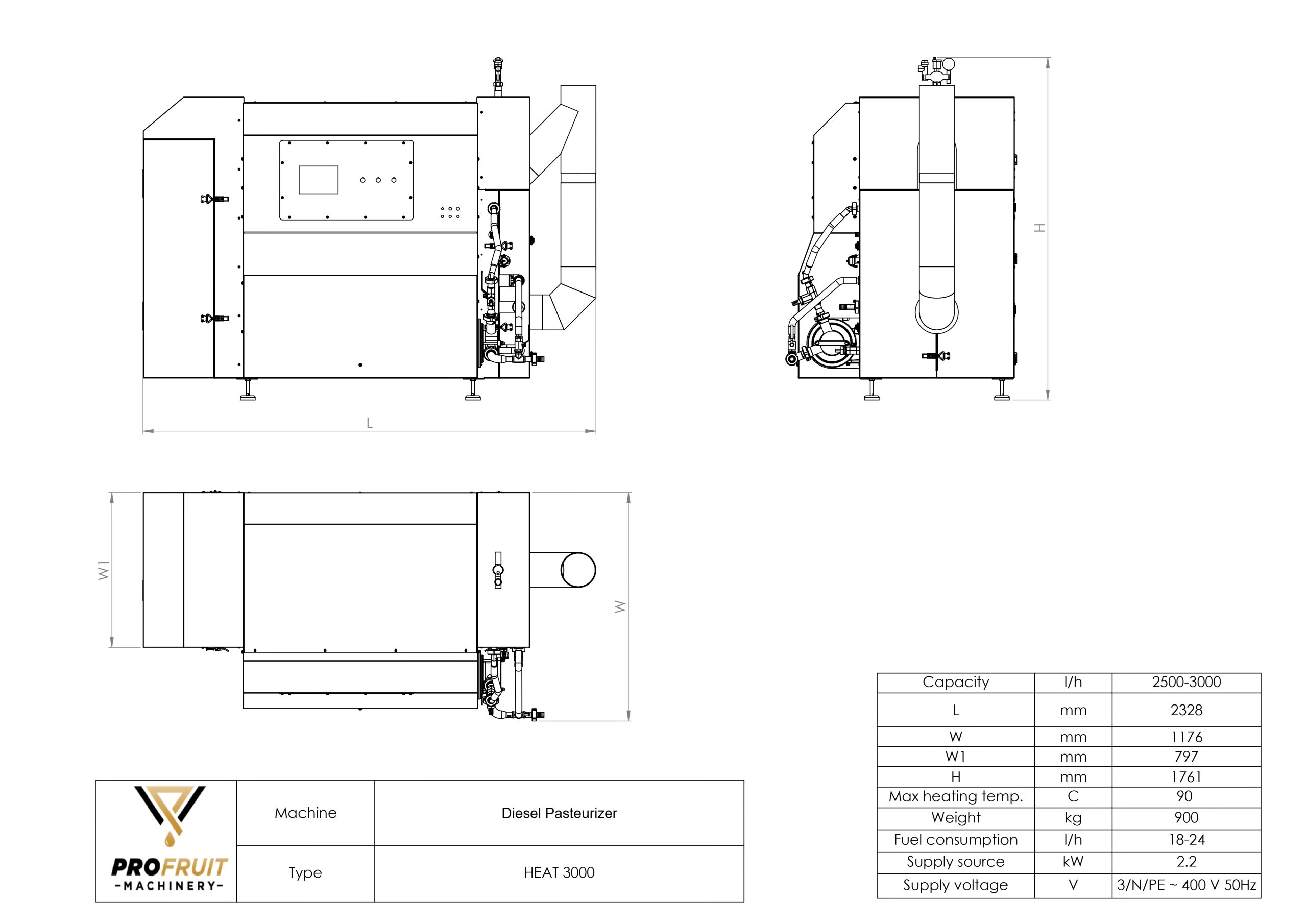 Heat 3000 drawing | ProFruit Machinery
